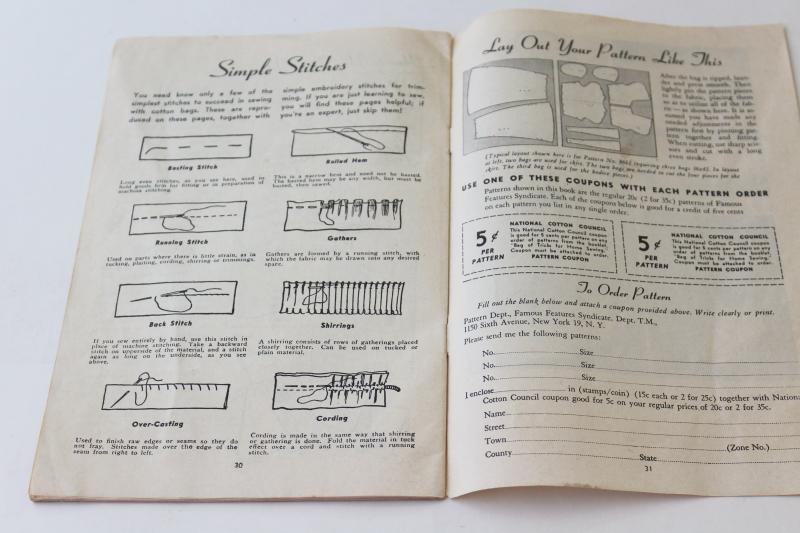 photo of WWII vintage sewing pattern leaflet, feedsack fabric projects, thrifty tricks & tips #3