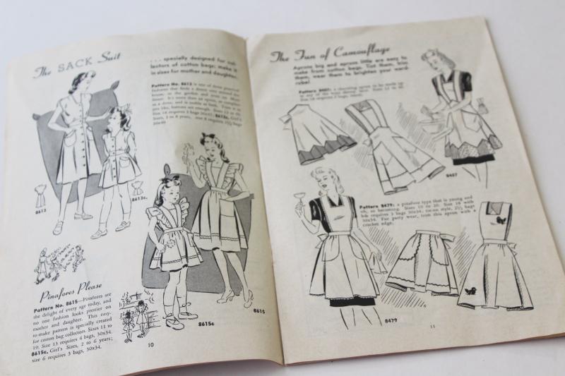 photo of WWII vintage sewing pattern leaflet, feedsack fabric projects, thrifty tricks & tips #8