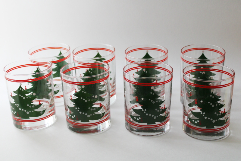 photo of Waechtersbach Christmas Tree pattern glassware, set of 8 double old fashioned drinking glasses #1