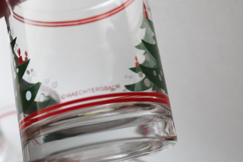 photo of Waechtersbach Christmas Tree pattern glassware, set of 8 double old fashioned drinking glasses  #2