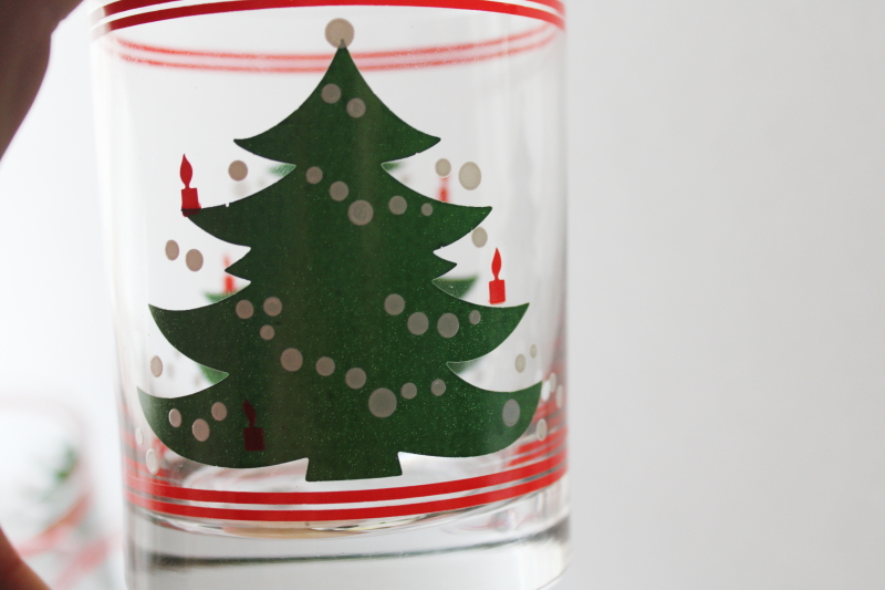 photo of Waechtersbach Christmas Tree pattern glassware, set of 8 double old fashioned drinking glasses  #3