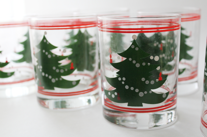 photo of Waechtersbach Christmas Tree pattern glassware, set of 8 double old fashioned drinking glasses  #4
