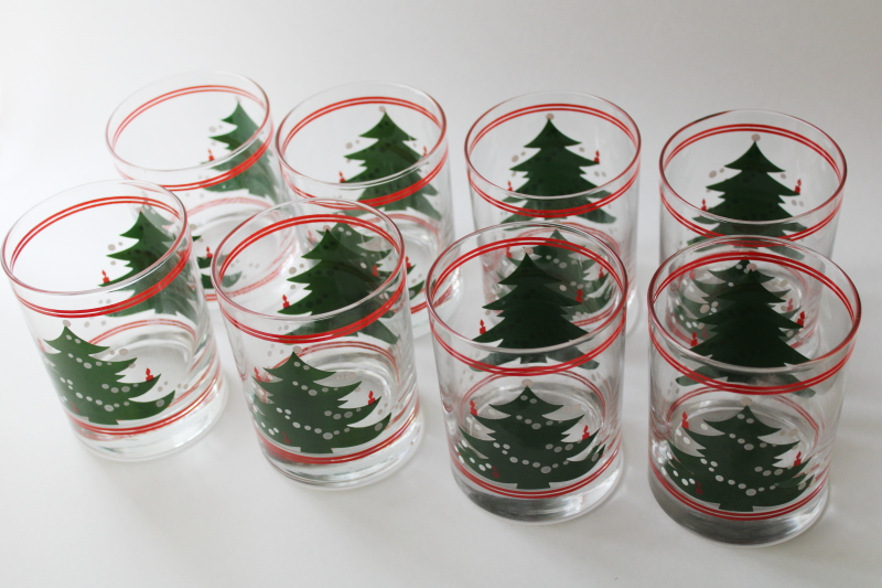 photo of Waechtersbach Christmas Tree pattern glassware, set of 8 double old fashioned drinking glasses  #5