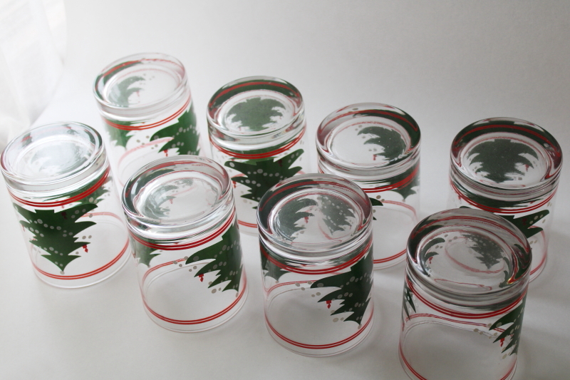 photo of Waechtersbach Christmas Tree pattern glassware, set of 8 double old fashioned drinking glasses  #6