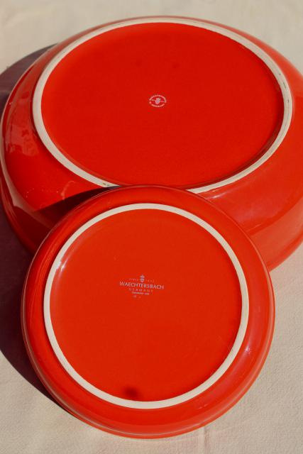 photo of Waechtersbach Christmas Tree pattern pottery pasta bowls set for 12, holiday red & green #8