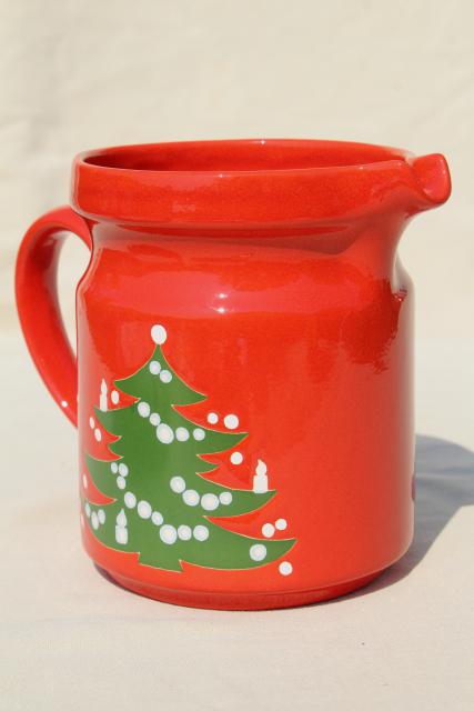 photo of Waechtersbach Christmas tree red & green pitcher, vintage holiday serveware #1