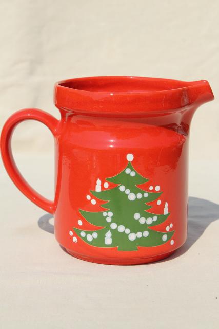 photo of Waechtersbach Christmas tree red & green pitcher, vintage holiday serveware #2