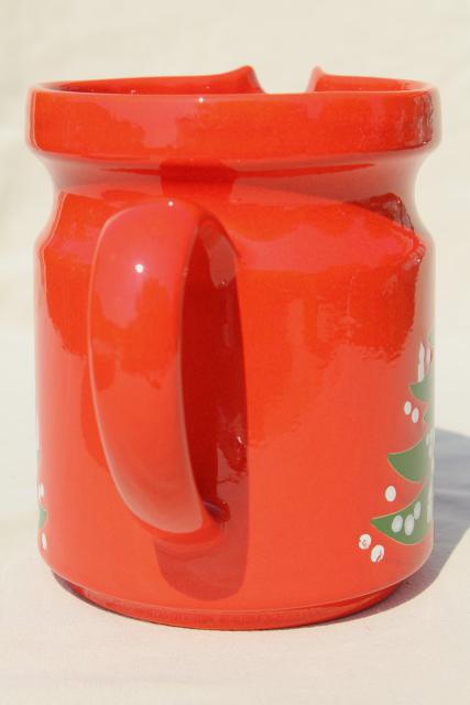 photo of Waechtersbach Christmas tree red & green pitcher, vintage holiday serveware #3