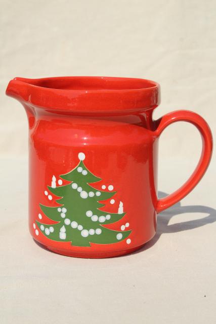 photo of Waechtersbach Christmas tree red & green pitcher, vintage holiday serveware #4