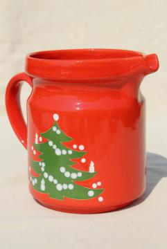 catalog photo of Waechtersbach Christmas tree red & green pitcher, vintage holiday serveware