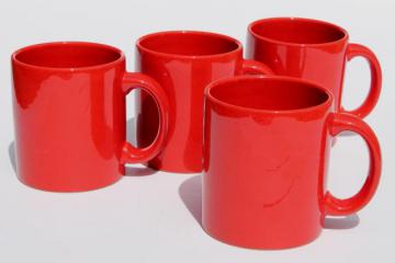 catalog photo of Waechtersbach pottery mugs, plain solid red coffee cups set of four