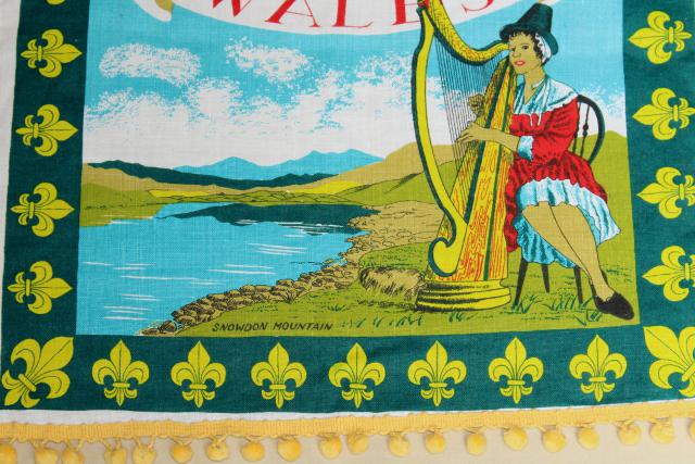 photo of Wales tea towels turned banner flags w/ popcorn ball fringe trim #6