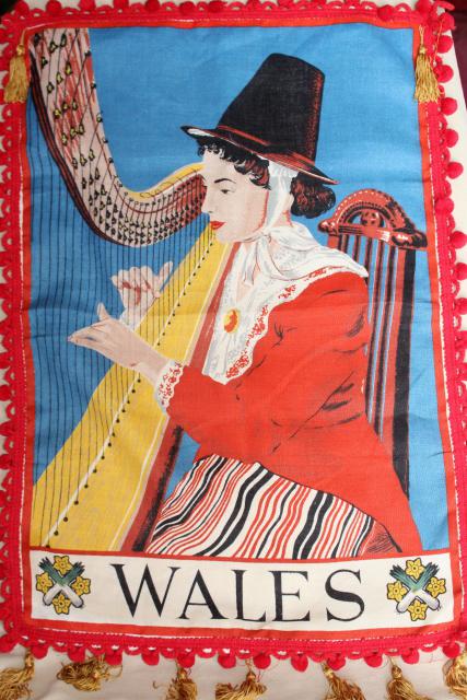 photo of Wales tea towels turned banner flags w/ popcorn ball fringe trim #9