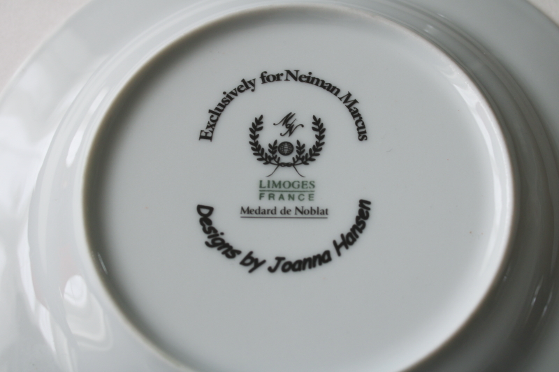 photo of Walking My Bulldog plate short stocky man & dog caricature art Joanna Hansen Limoges for Neiman Marcus  #4