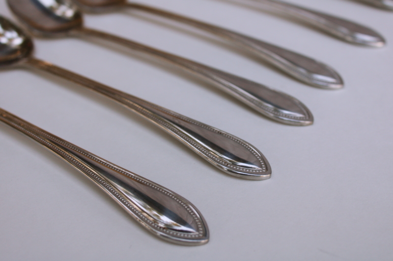 photo of Wallace American Tradition beaded edge pattern stainless flatware, 12 iced tea spoons #2