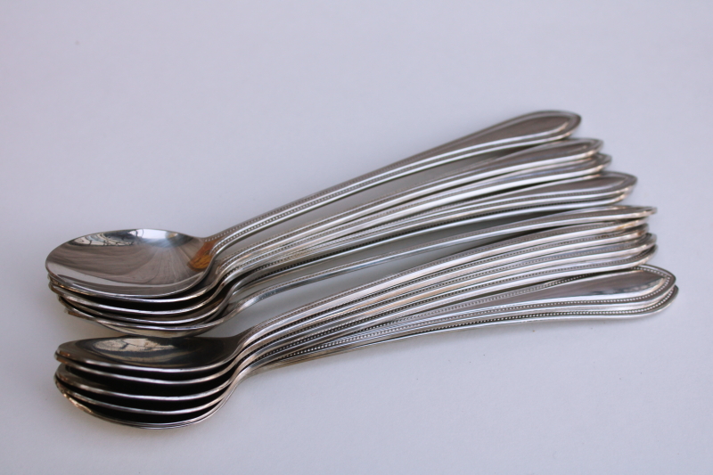 photo of Wallace American Tradition beaded edge pattern stainless flatware, 12 iced tea spoons #4