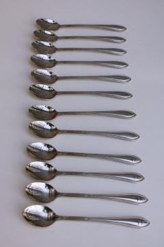 catalog photo of Wallace American Tradition beaded edge pattern stainless flatware, 12 iced tea spoons 