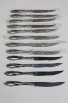 catalog photo of Wallace American Tradition beaded edge pattern stainless flatware, 12 steak knives new in bags 