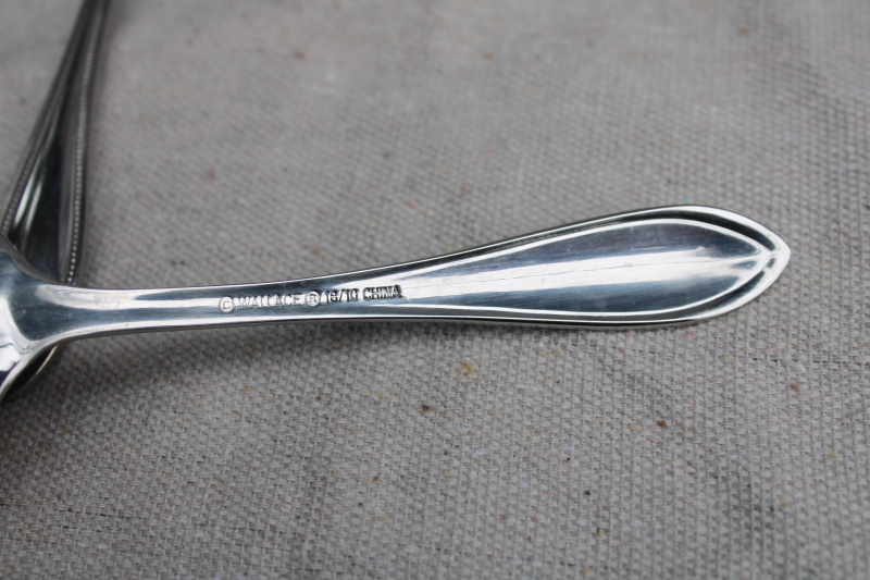 photo of Wallace American Tradition beaded edge pattern stainless flatware, 6 round bowl soup spoons  #2