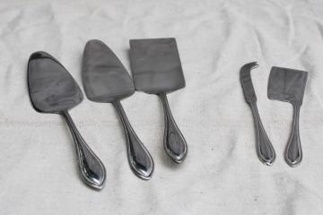 catalog photo of Wallace American Tradition beaded edge pattern stainless flatware, cake servers, casserole spatula, cheese server knives 