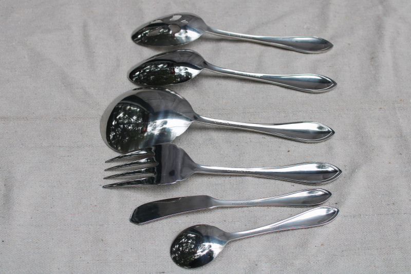 photo of Wallace American Tradition beaded edge pattern stainless flatware, completer set of 6 serving pieces #4
