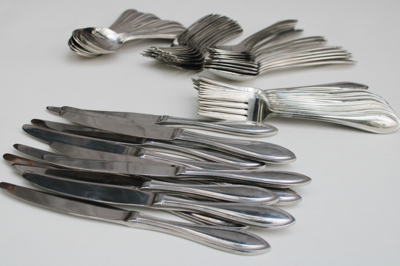 photo of Wallace American Tradition beaded edge pattern stainless flatware, full set service for 12  #6