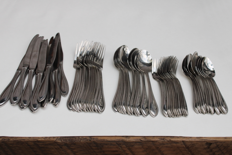 photo of Wallace American Tradition beaded edge pattern stainless flatware, full set service for 12  #9