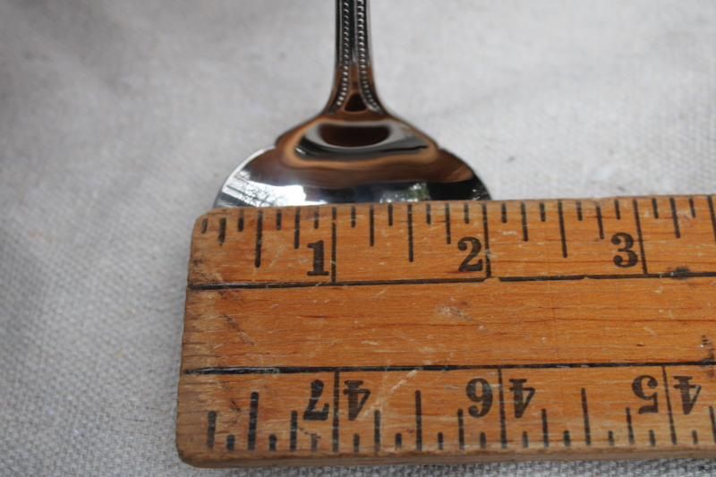 photo of Wallace American Tradition beaded edge pattern stainless flatware, lot of three different sauce ladles #5