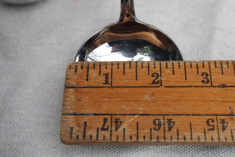 photo of Wallace American Tradition beaded edge pattern stainless flatware, lot of three different sauce ladles #6