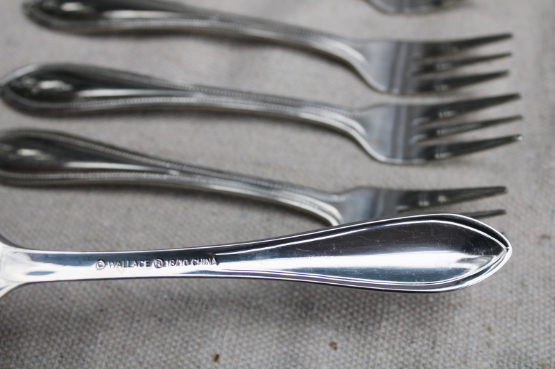 photo of Wallace American Tradition beaded edge pattern stainless flatware, set of 12 cocktail forks  #2