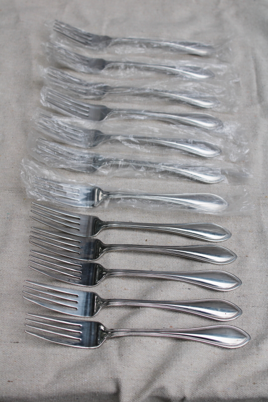 photo of Wallace American Tradition beaded edge pattern stainless flatware, set of 12 dinner forks new in bags  #1