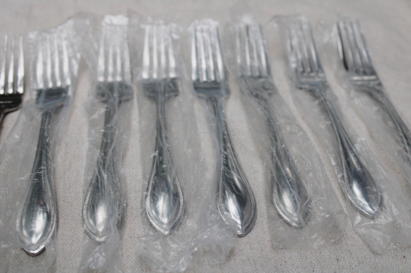 photo of Wallace American Tradition beaded edge pattern stainless flatware, set of 12 dinner forks new in bags  #3
