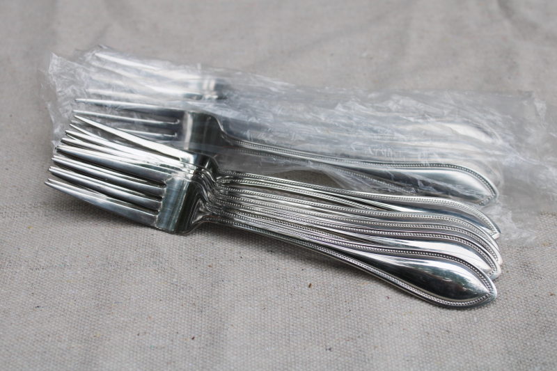 photo of Wallace American Tradition beaded edge pattern stainless flatware, set of 12 dinner forks new in bags  #5