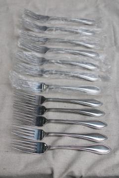 catalog photo of Wallace American Tradition beaded edge pattern stainless flatware, set of 12 dinner forks new in bags 