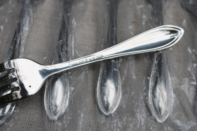 photo of Wallace American Tradition beaded edge pattern stainless flatware, set of 12 salad forks new in bags  #2