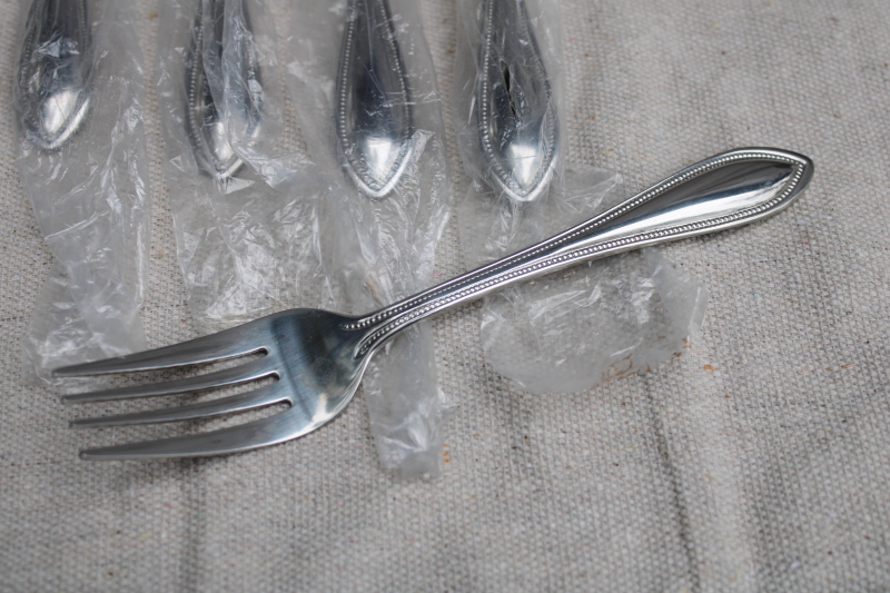 photo of Wallace American Tradition beaded edge pattern stainless flatware, set of 12 salad forks new in bags  #3