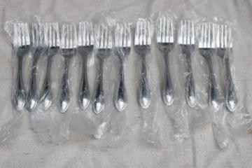 catalog photo of Wallace American Tradition beaded edge pattern stainless flatware, set of 12 salad forks new in bags 