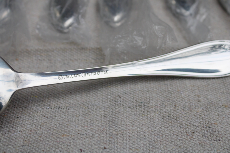 photo of Wallace American Tradition beaded edge pattern stainless flatware, set of 12 soup spoons new in bags  #2