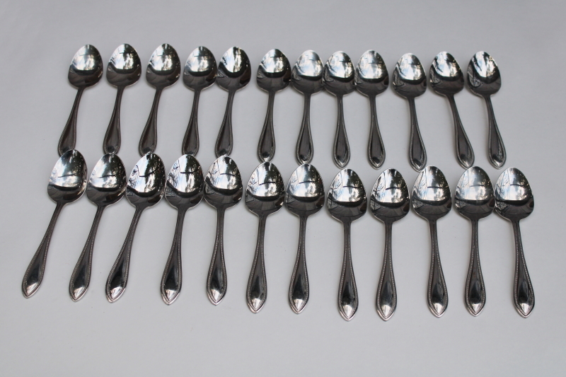 photo of Wallace American Tradition beaded edge pattern stainless flatware, set of 24 teaspoons  #1