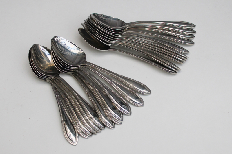 photo of Wallace American Tradition beaded edge pattern stainless flatware, set of 24 teaspoons  #4