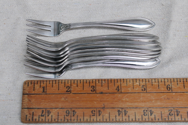 photo of Wallace American Tradition beaded edge pattern stainless flatware, set of 8 cocktail forks  #4