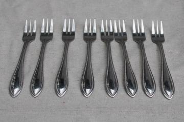 catalog photo of Wallace American Tradition beaded edge pattern stainless flatware, set of 8 cocktail forks 