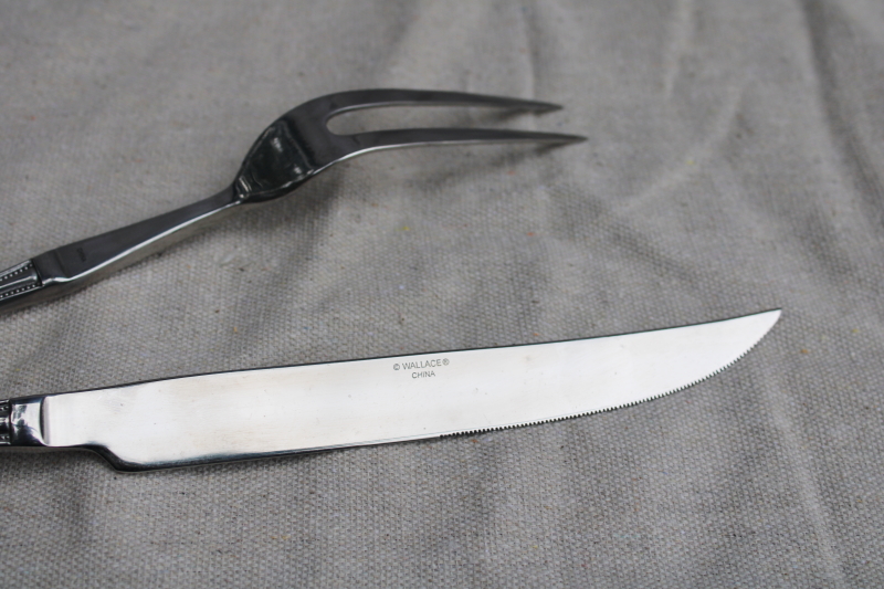 photo of Wallace American Tradition beaded edge pattern stainless meat fork & knife carving set #3