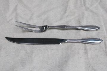 catalog photo of Wallace American Tradition beaded edge pattern stainless meat fork & knife carving set 