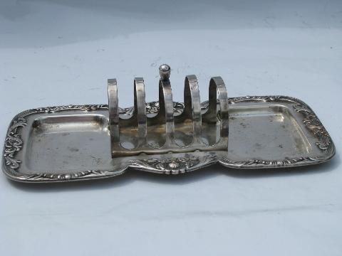 photo of Wallace - Georgian, vintage silver plate breakfast stand toast rack tray #1