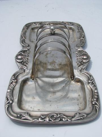 photo of Wallace - Georgian, vintage silver plate breakfast stand toast rack tray #4