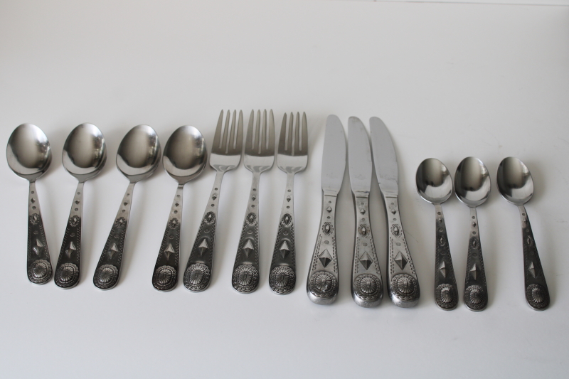 photo of Wallace Taos concha concho pattern stainless flatware, southwest vintage Ralph Lauren style  #1