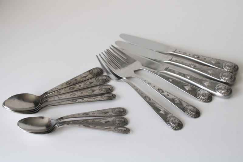 photo of Wallace Taos concha concho pattern stainless flatware, southwest vintage Ralph Lauren style #2