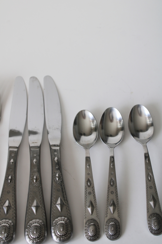 photo of Wallace Taos concha concho pattern stainless flatware, southwest vintage Ralph Lauren style #4