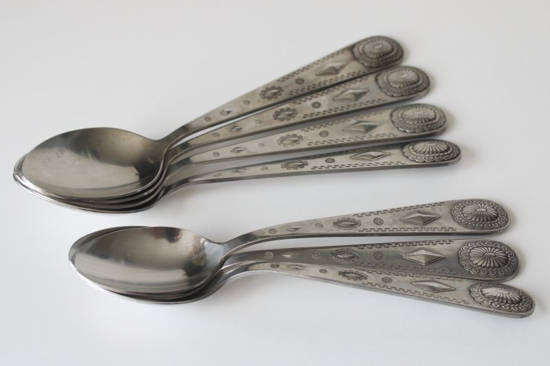 photo of Wallace Taos concha concho pattern stainless flatware, southwest vintage Ralph Lauren style #8